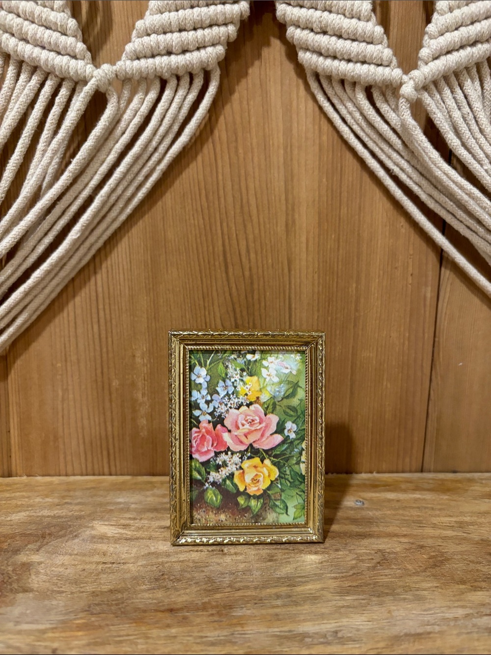 Gold Floral Mini Picture Frame with Pink and Yellow Roses
